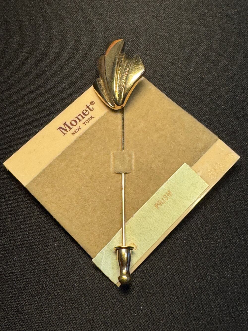 Monet New Old Stock Gold Tone Flower Stick Pin